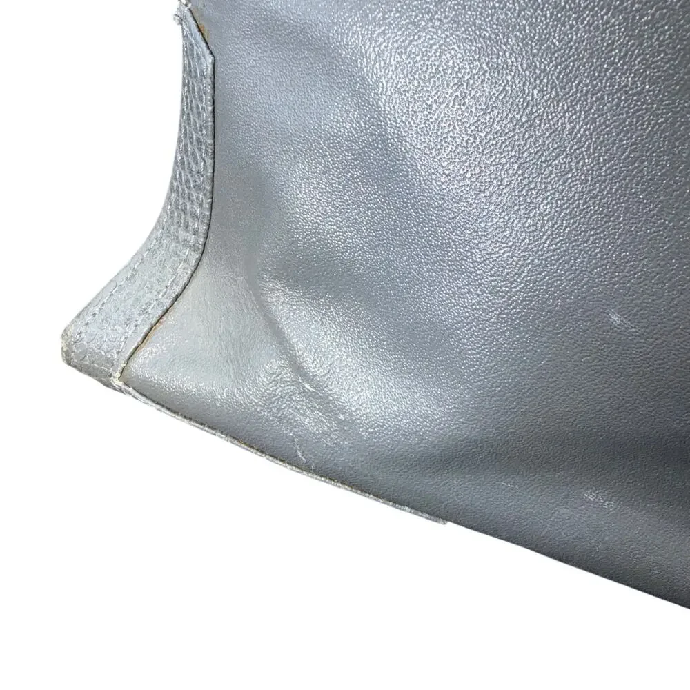 Vintage Genuine Leather Gray Tote Bag Made in Brazil Large Shoulder Purse